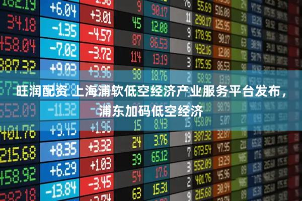 旺润配资 上海浦软低空经济产业服务平台发布，浦东加码低空经济