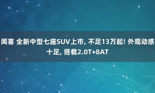 闻喜 全新中型七座SUV上市, 不足13万起! 外观动感十足, 搭载2.0T+8AT